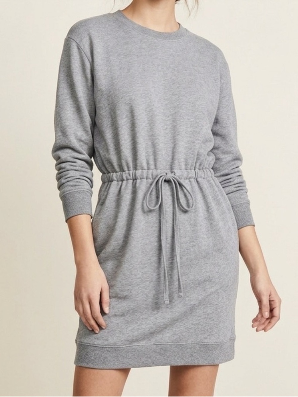 ·Norma Kamali· Gray 100% Cotton Drawstring Mini Knit Dress